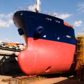 Ship in dry dock